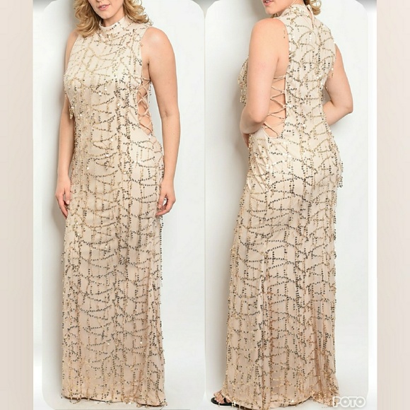 XTAREN PLUS Dresses & Skirts - Dress NUDE WITH SEQUINS PLUS SIZE